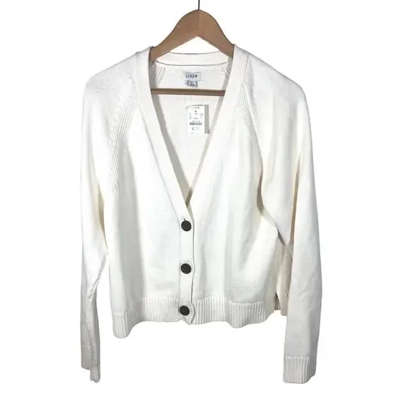 J.Crew Cream Cardigan NWT Soft Girl Balletcore Preppy Cozy Knit Size L - Picture 4 of 10